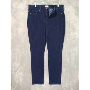 NYDJ Jeans Women 12 Blue Denim Marilyn Straight High Rise Stretch Dark Wash
